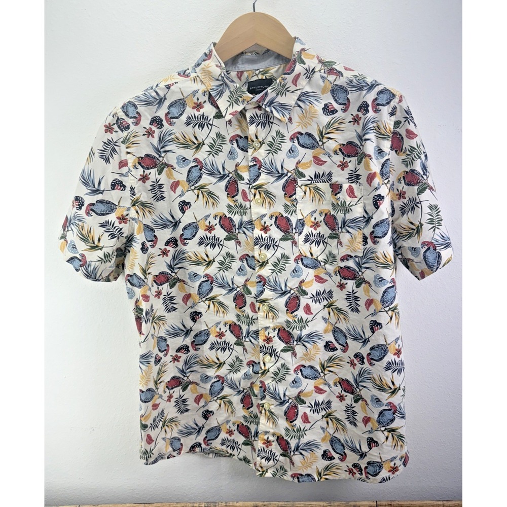 Structure Modern Fit Parrot Hawaiian Shirt XL 15099 Parrots